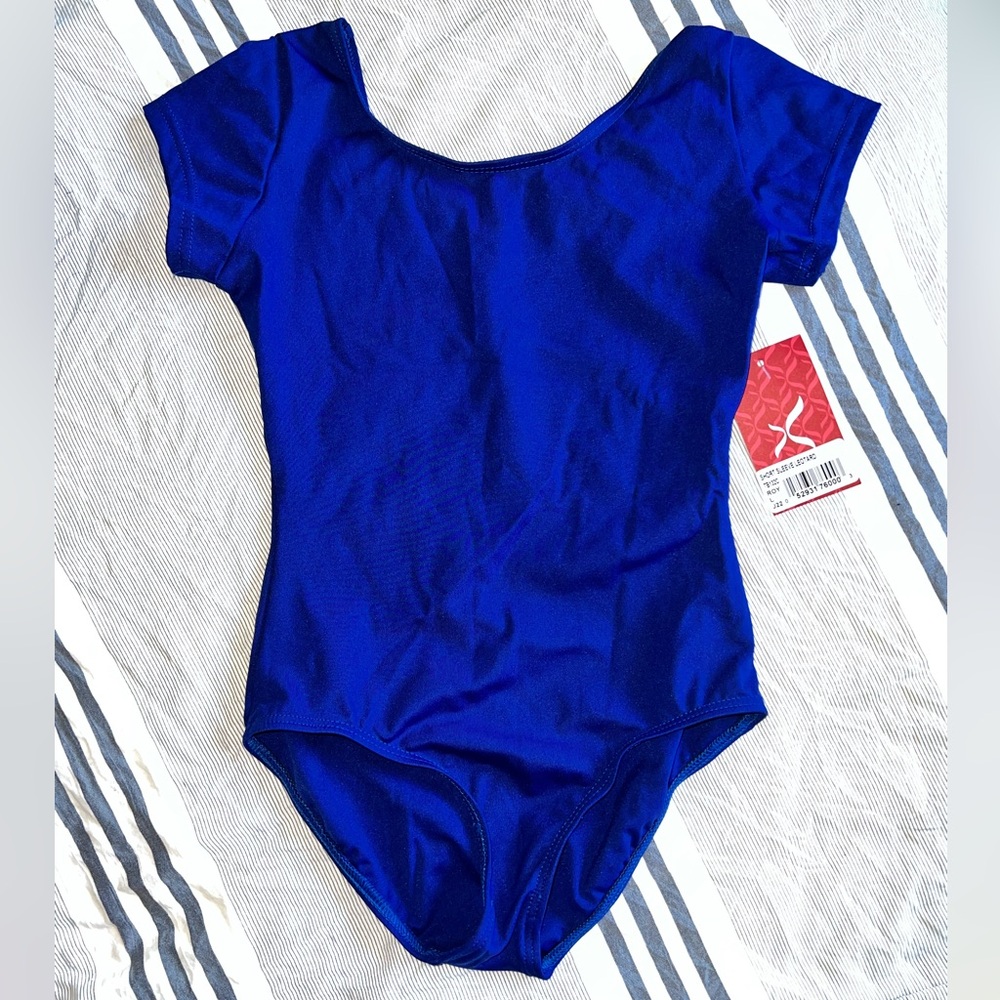 Girls Capezio Short Sleeve Blue Leotard